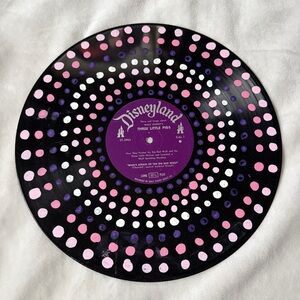 Disneyland Vinyl Record with Pink and Purple Mandala Dots (Valentines)